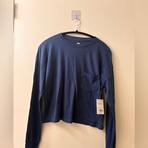 SO Navy Crewneck Pocket Long Sleeve Tee